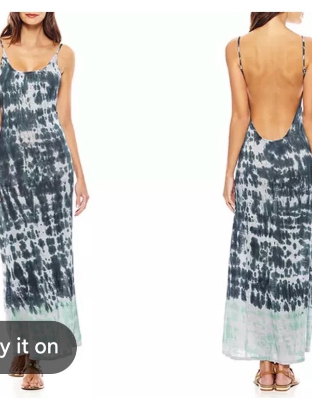 Tie-Dye Scoop Back Maxi Dress - Blue/White